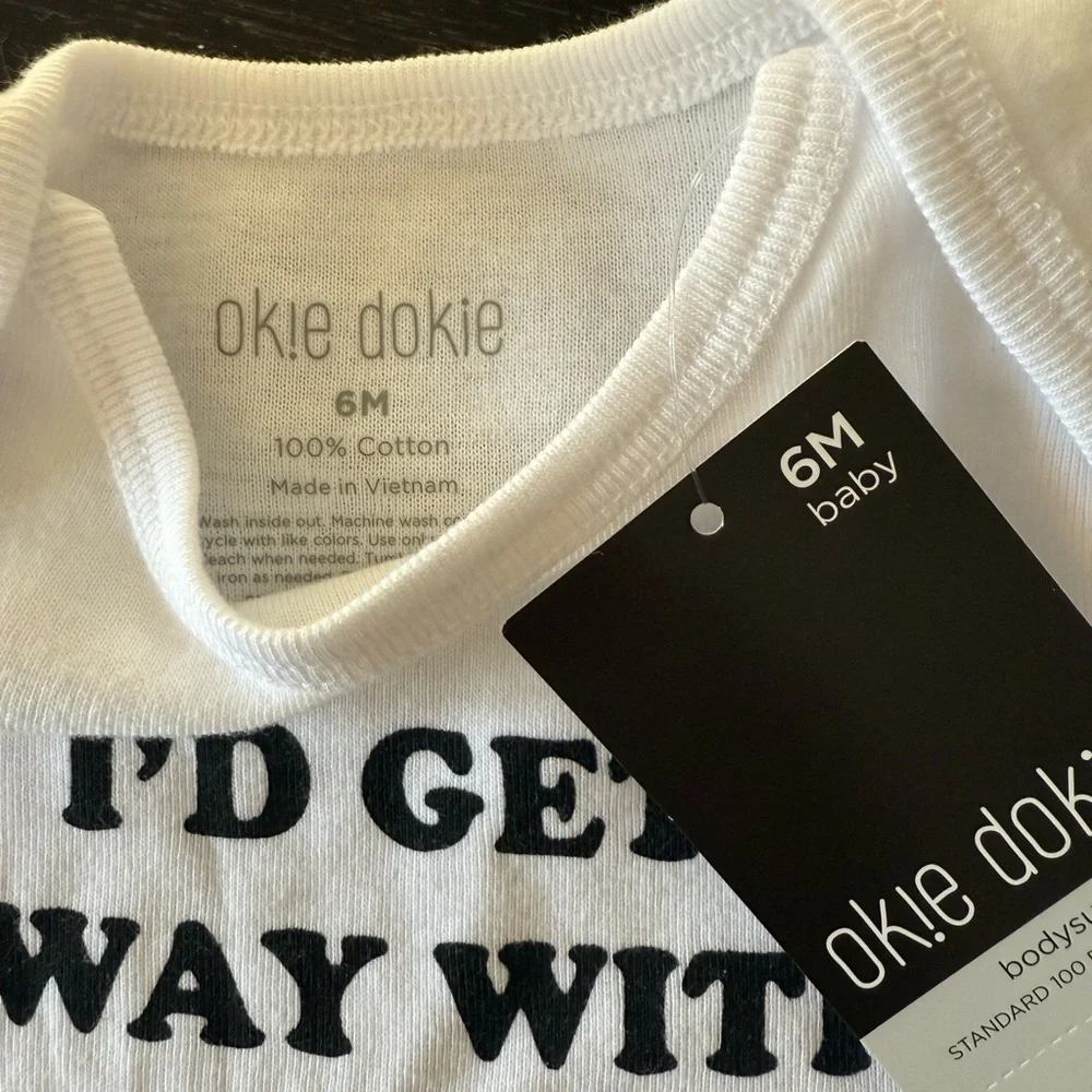 Okie Dokie White Long Sleeve Onesie